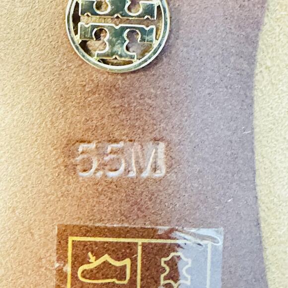 Tory Burch Shoes Womens 5.5 Beige Suede Pumps Colt Studded Round Toe Block Heels - Picture 10 of 11